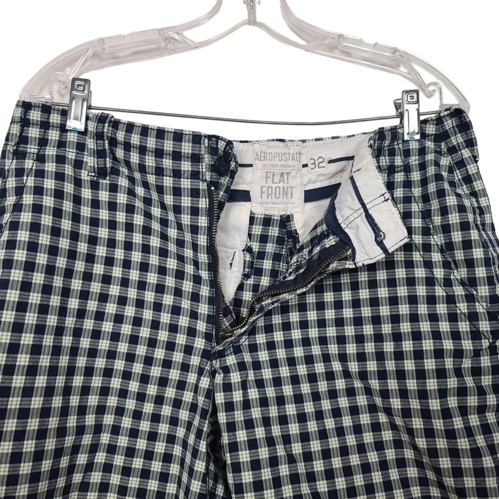 Aeropostale Plaid Blue Green Shorts 32